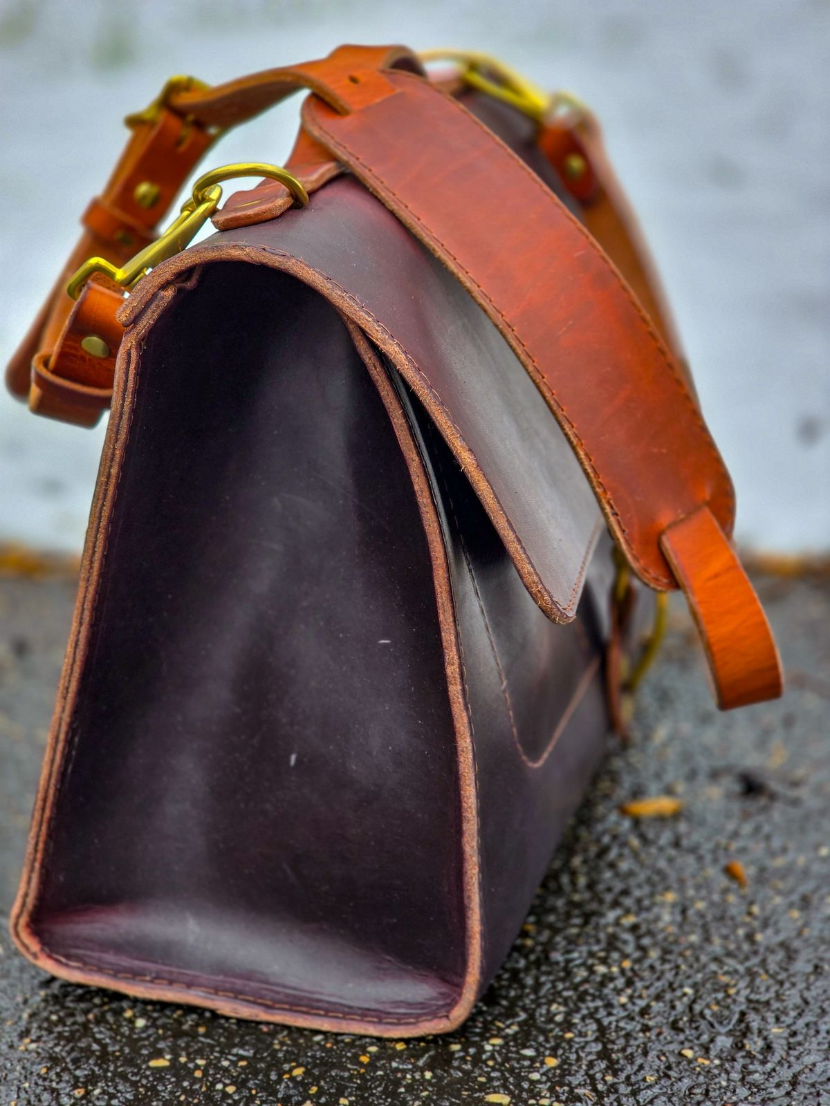 Photo by fallabel on December 5, 2025 of the Nicks Travel Bag in Wickett & Craig Burgundy Double Stuffed.