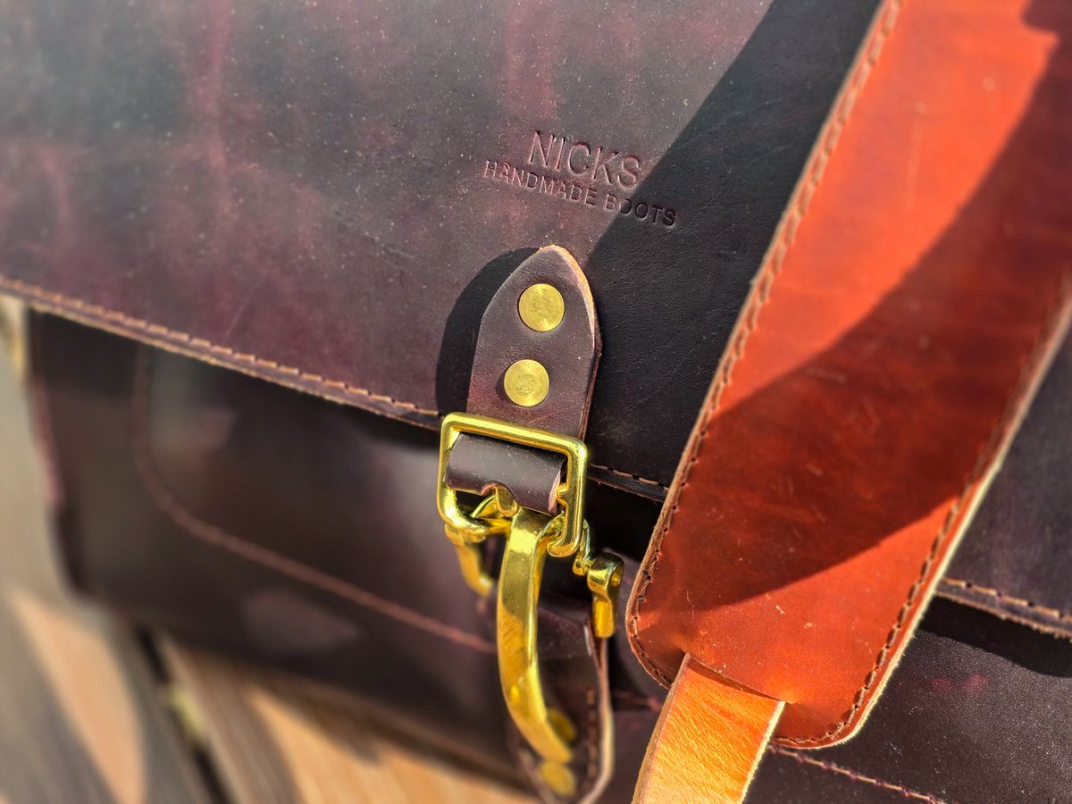 Photo by fallabel on January 4, 2026 of the Nicks Travel Bag in Wickett & Craig Burgundy Double Stuffed.