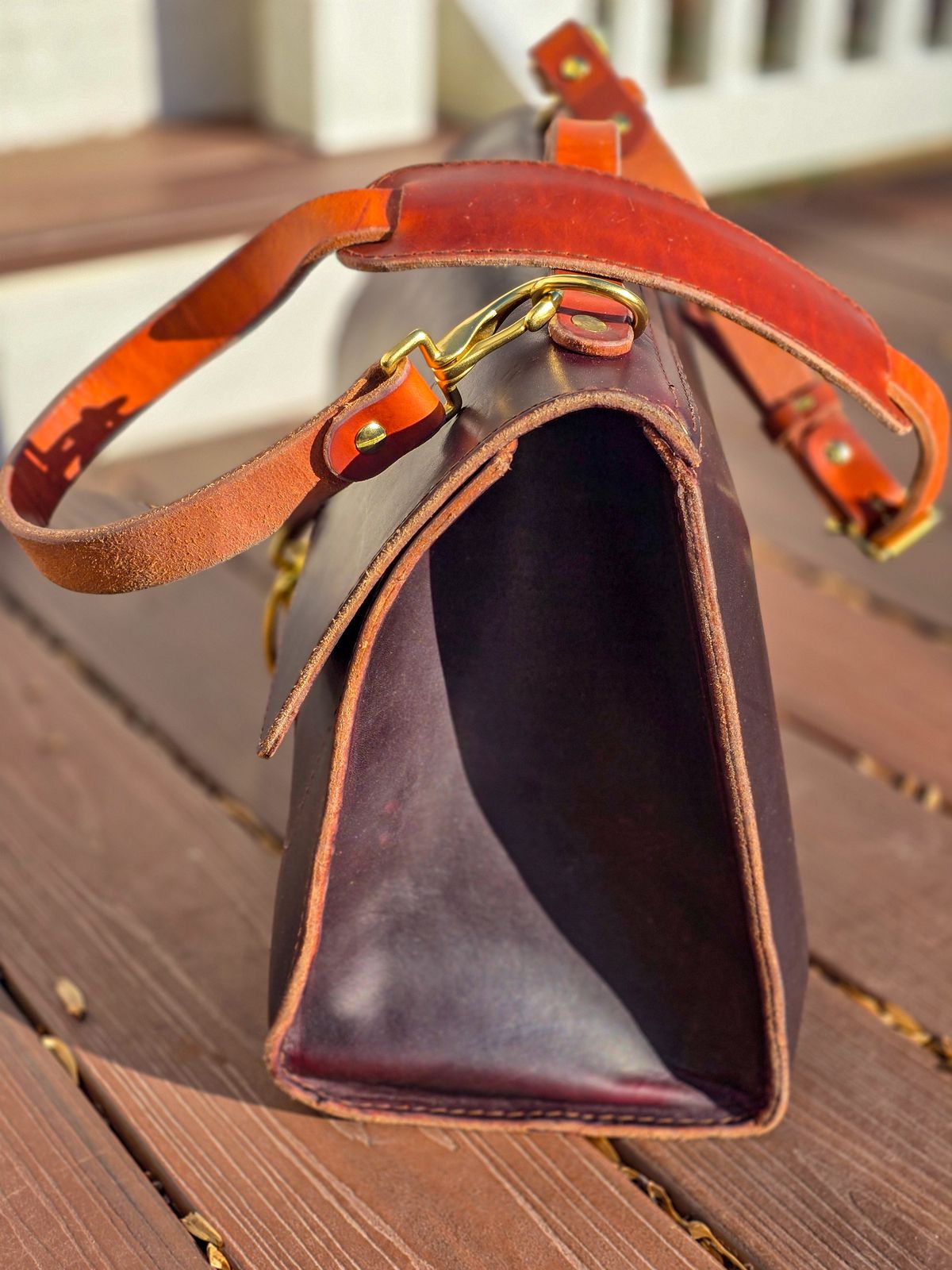 Photo by fallabel on January 4, 2026 of the Nicks Travel Bag in Wickett & Craig Burgundy Double Stuffed.