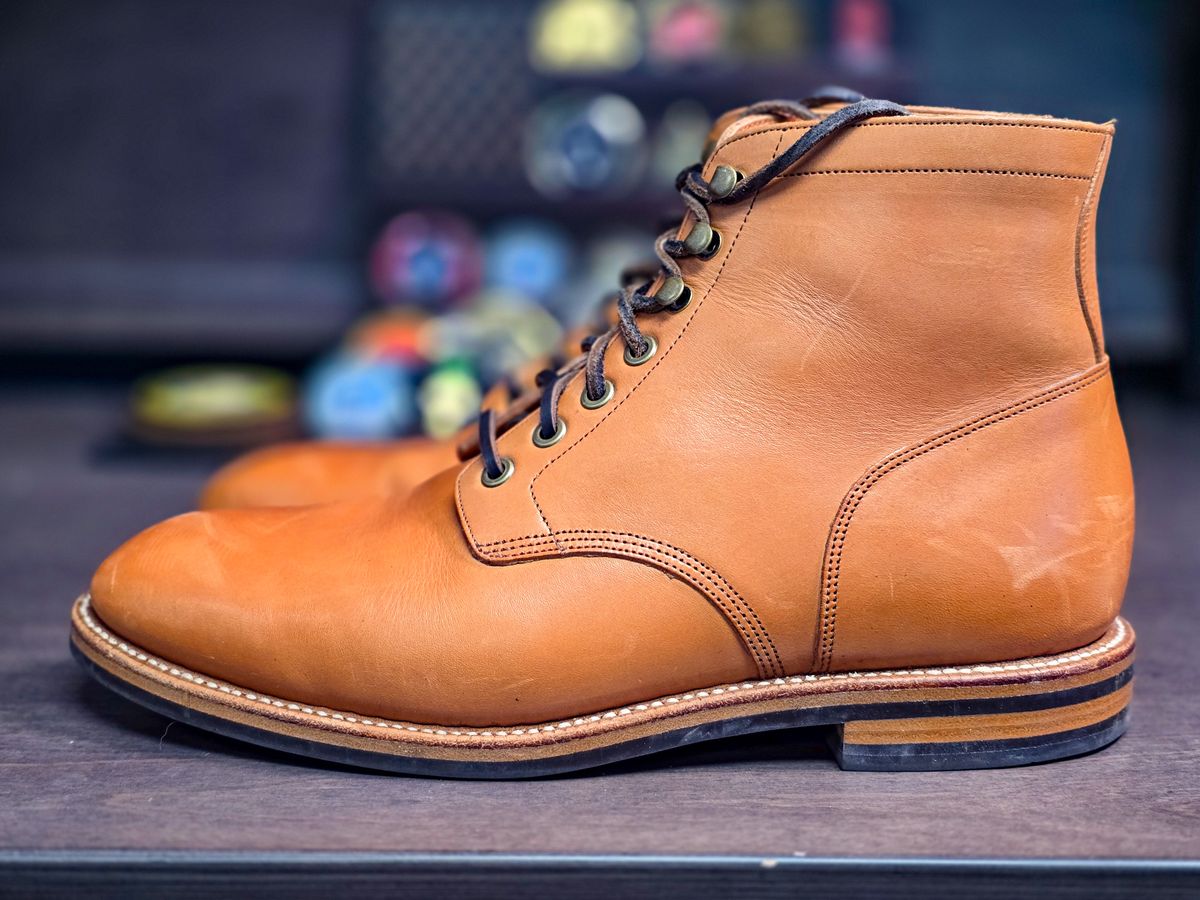 Photo by fallabel on November 4, 2025 of the Grant Stone Diesel Boot in Horween Tan Essex.