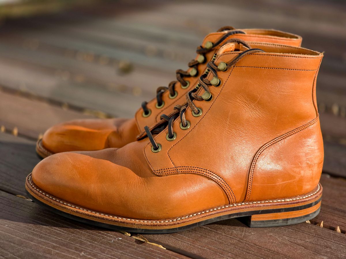 Photo by fallabel on January 4, 2026 of the Grant Stone Diesel Boot in Horween Tan Essex.