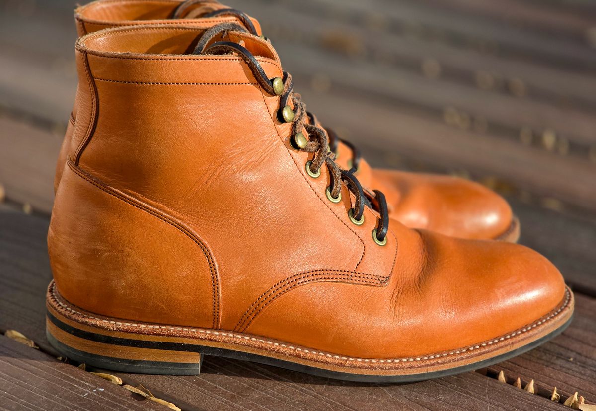 Photo by fallabel on January 4, 2026 of the Grant Stone Diesel Boot in Horween Tan Essex.