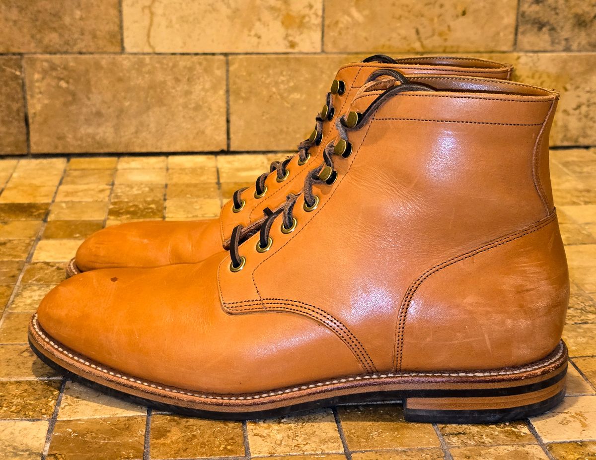 Photo by fallabel on February 5, 2026 of the Grant Stone Diesel Boot in Horween Tan Essex.