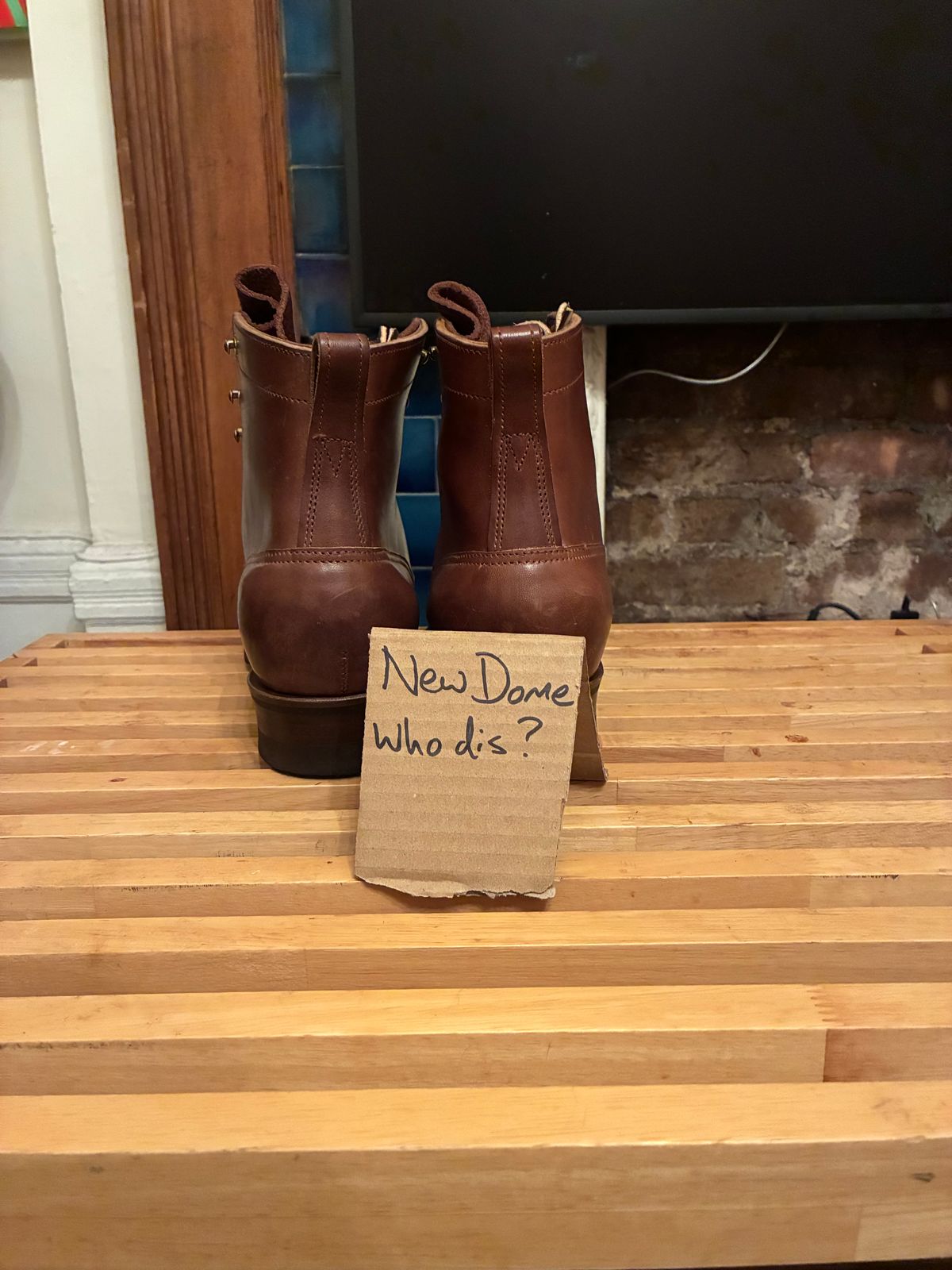 Photo by donnenbergns on October 1, 2025 of the Rolling Dub Trio Griffin 8.5" Plain Toe Boots in Natural Horsebutt.
