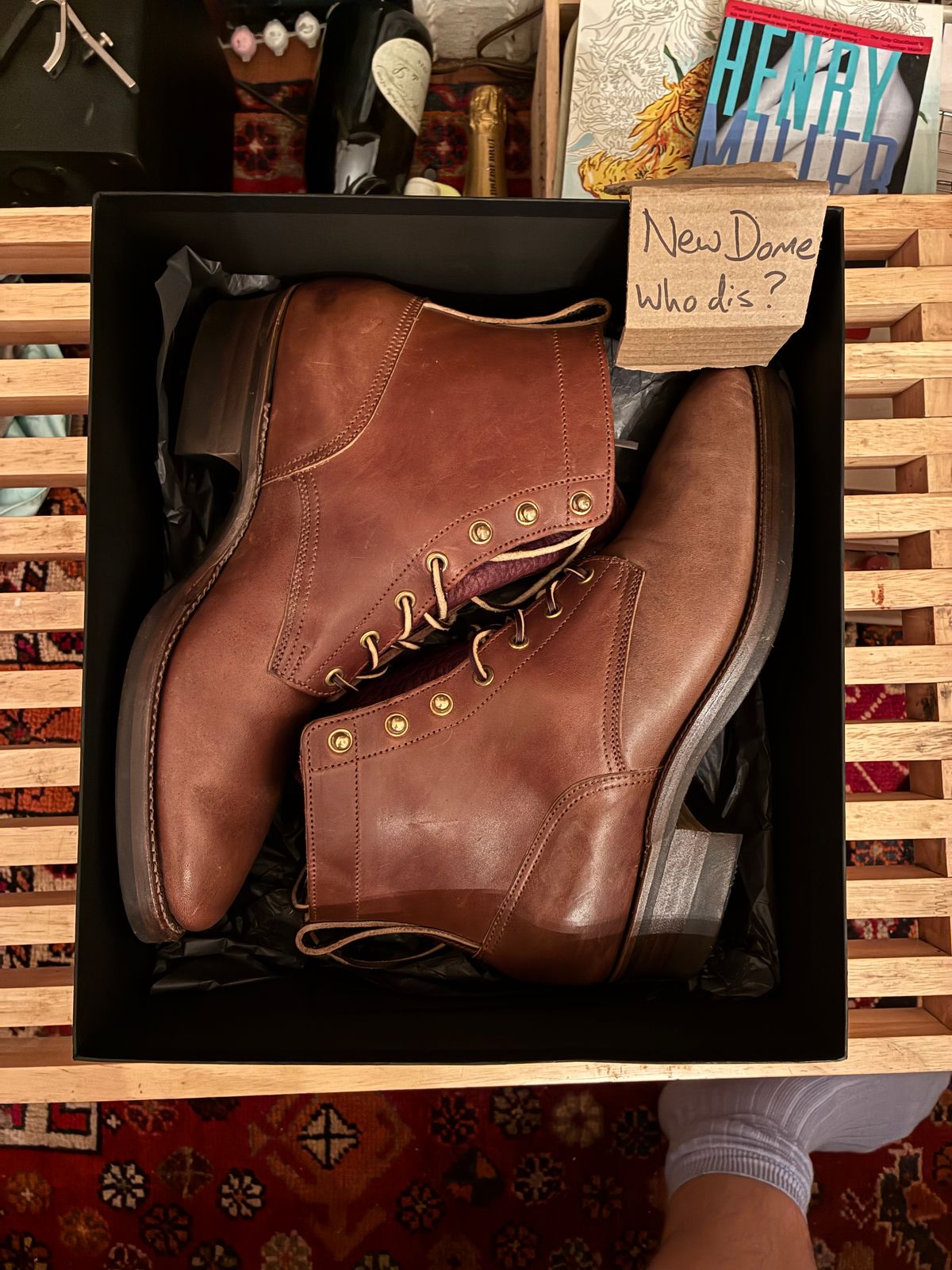 Photo by donnenbergns on October 1, 2025 of the Rolling Dub Trio Griffin 8.5" Plain Toe Boots in Natural Horsebutt.