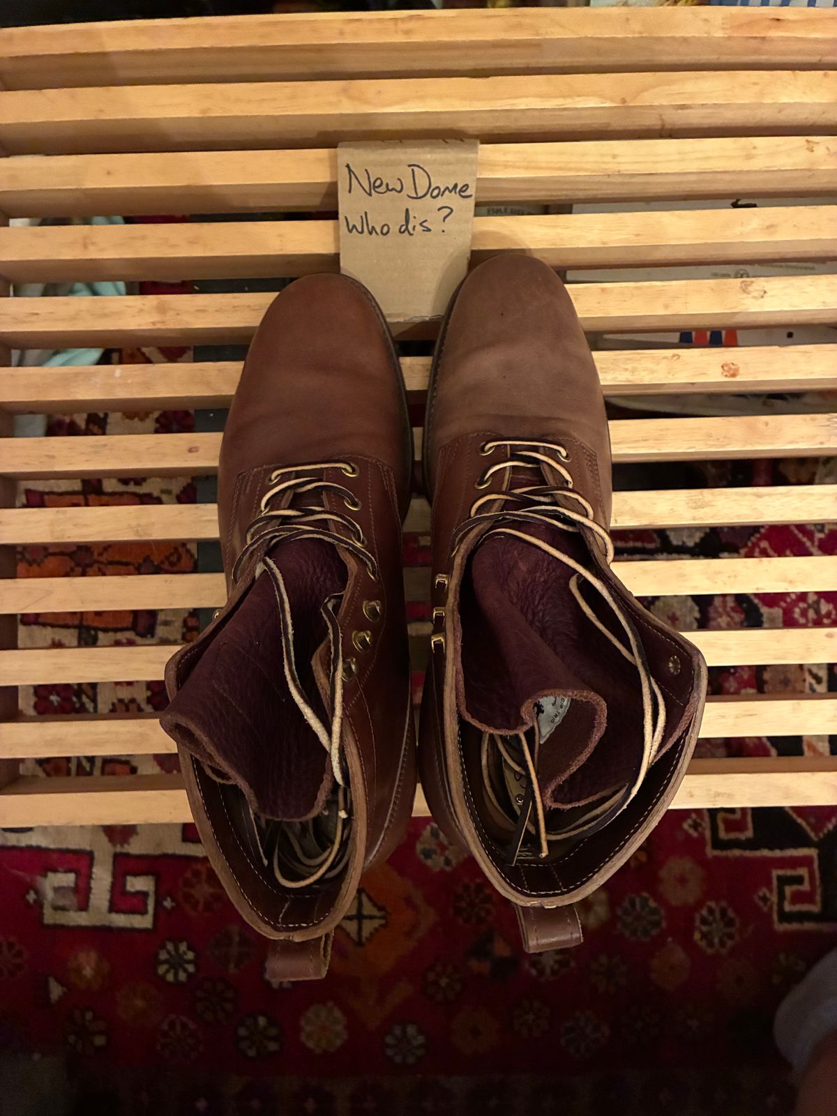 Photo by donnenbergns on October 1, 2025 of the Rolling Dub Trio Griffin 8.5" Plain Toe Boots in Natural Horsebutt.