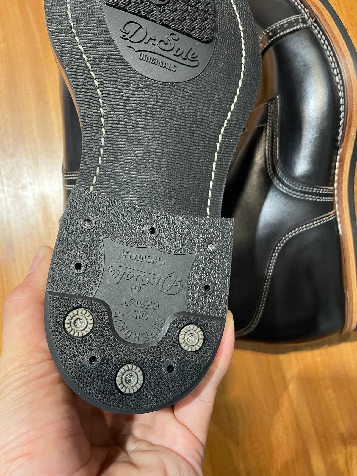 Photo by Zephyr11 on November 3, 2025 of the Johnny Works Miner Boots 6310 in Horween Black Teacore Chromexcel.