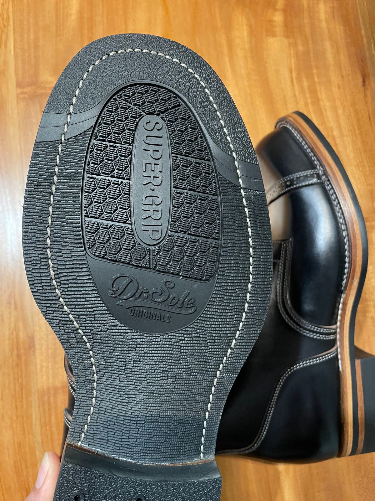 Photo by Zephyr11 on November 3, 2025 of the Johnny Works Miner Boots 6310 in Horween Black Teacore Chromexcel.