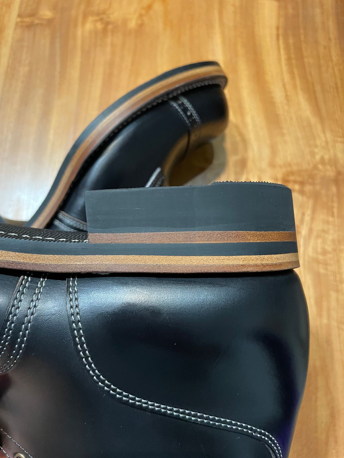 Photo by Zephyr11 on November 3, 2025 of the Johnny Works Miner Boots 6310 in Horween Black Teacore Chromexcel.