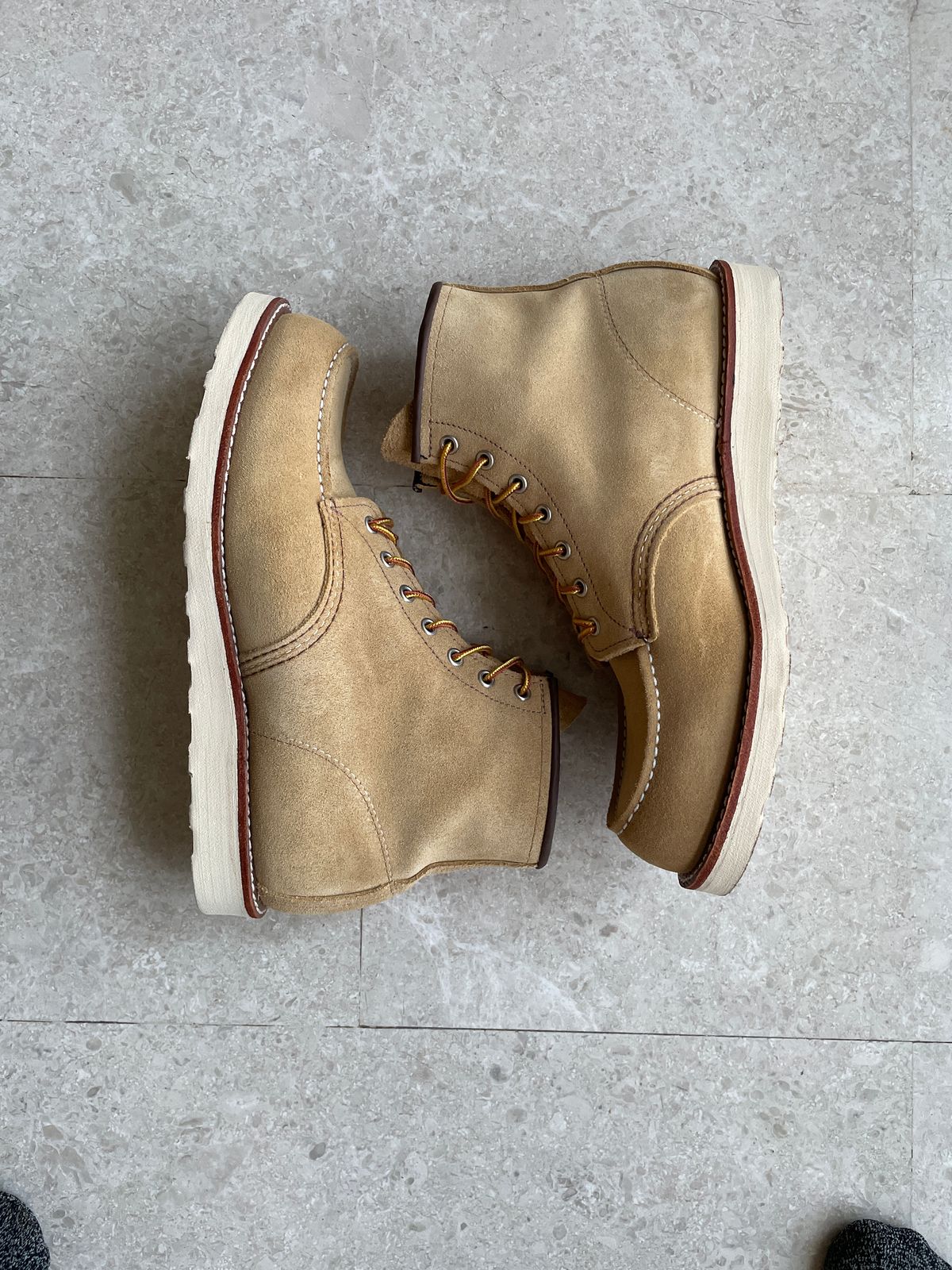 Photo by Zephyr11 on August 7, 2025 of the Red Wing 6-Inch Classic Moc in S.B. Foot Hawthorne Abilene.