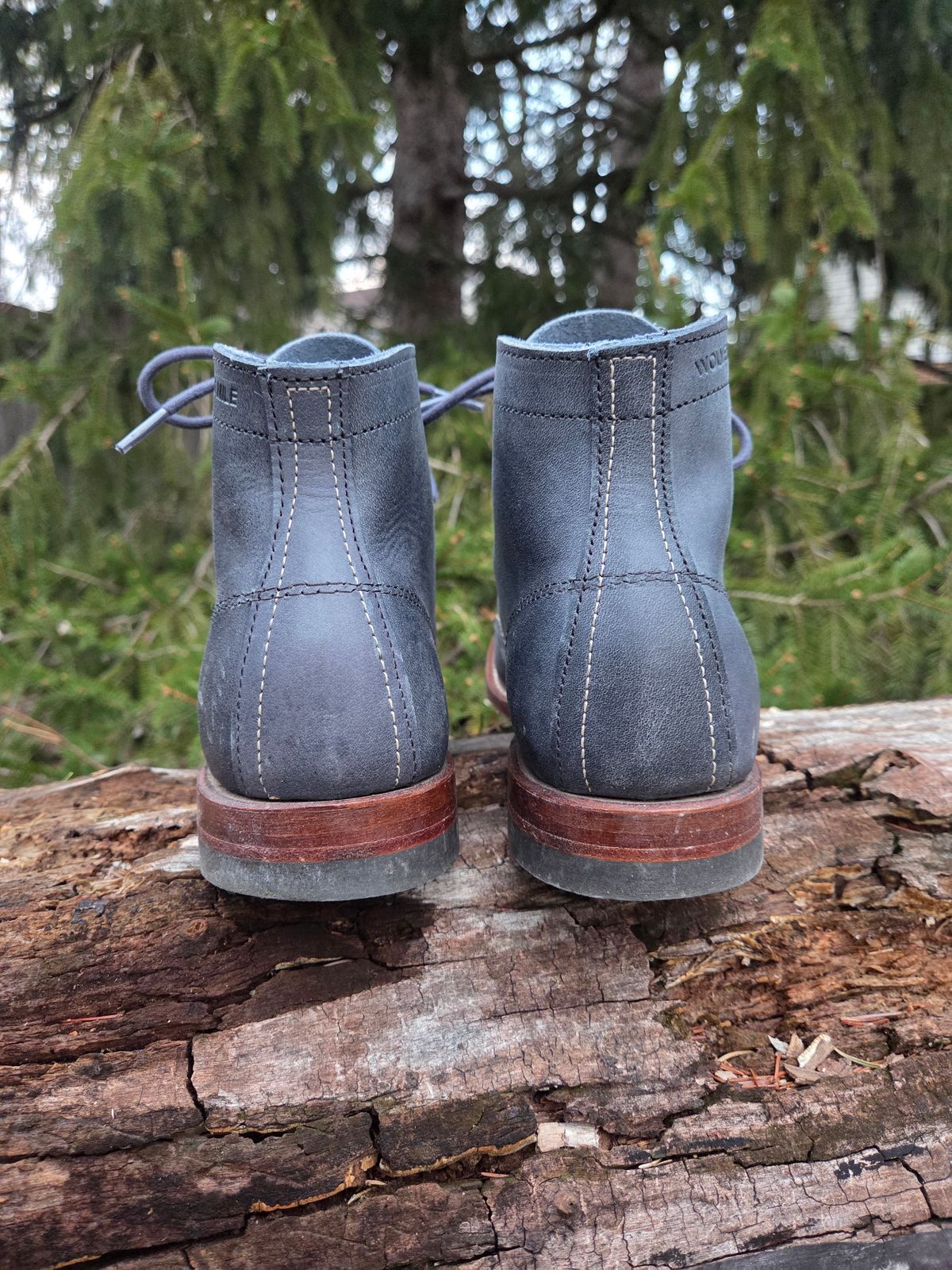 Photo by bootsforlife on March 5, 2026 of the Wolverine 1000 Mile Plain-Toe Boot in Horween Navy Olive Tan.