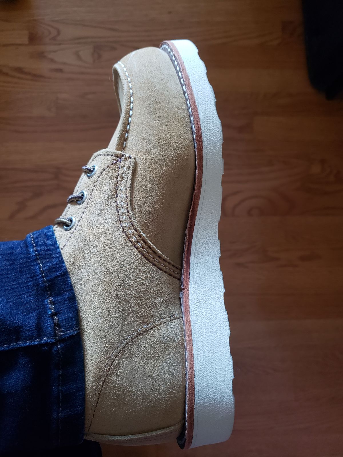 Photo by bootsforlife on November 1, 2025 of the Red Wing 6-Inch Classic Moc in S.B. Foot Hawthorne Abilene.