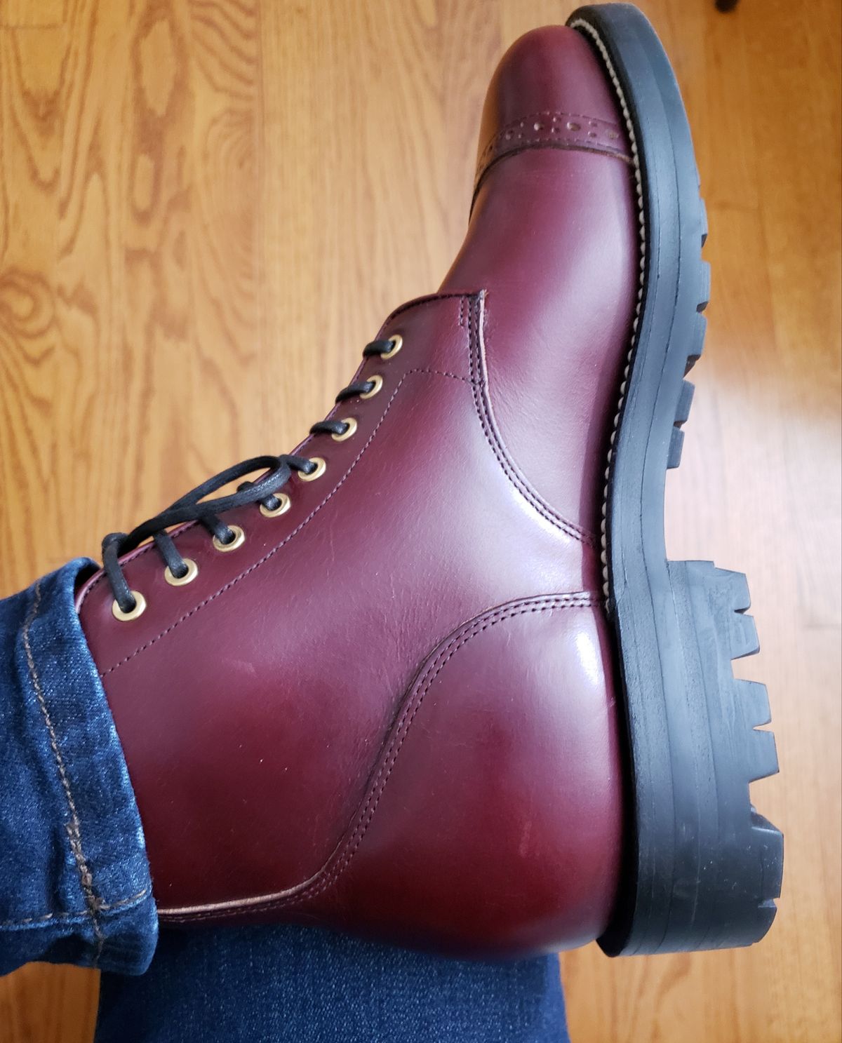 Photo by bootsforlife on November 28, 2025 of the Grant Stone Garrison Boot in Grant Stone/ #8 Chromexcel.