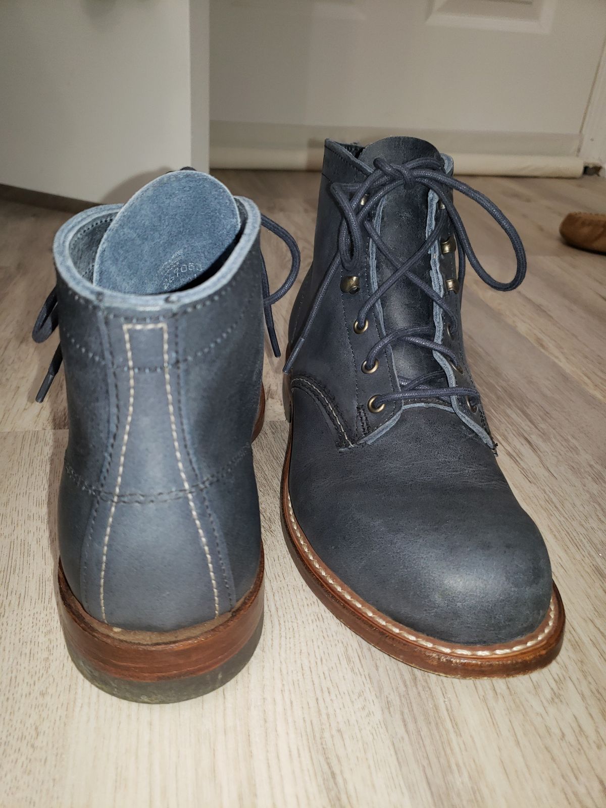 Photo by bootsforlife on November 6, 2024 of the Wolverine 1000 Mile Plain-Toe Boot in Horween Olive Tanned.