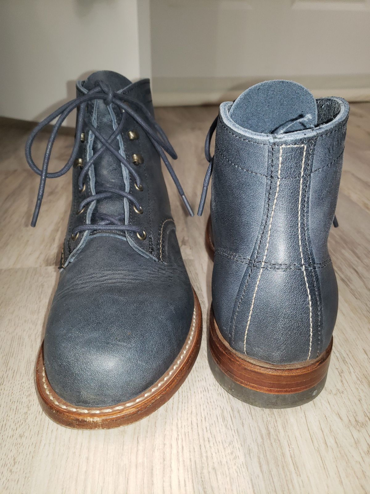 Photo by bootsforlife on November 6, 2024 of the Wolverine 1000 Mile Plain-Toe Boot in Horween Olive Tanned.