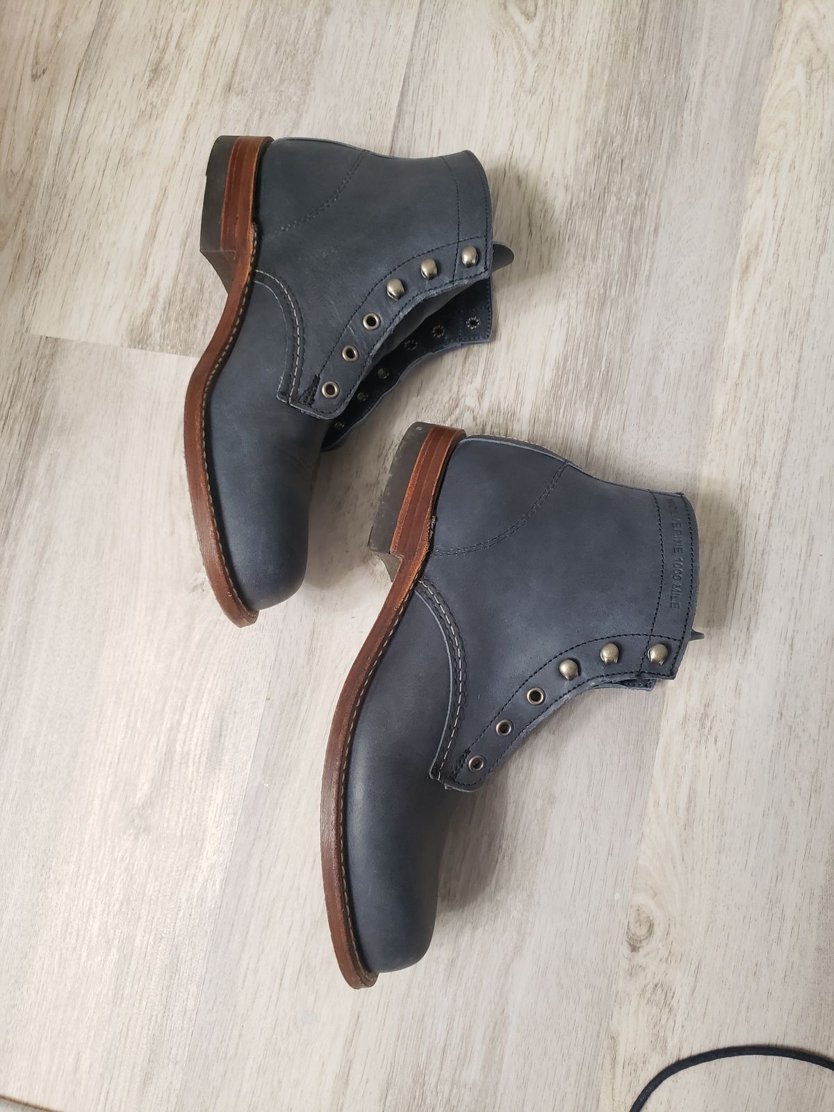 Photo by bootsforlife on November 6, 2024 of the Wolverine 1000 Mile Plain-Toe Boot in Horween Olive Tanned.