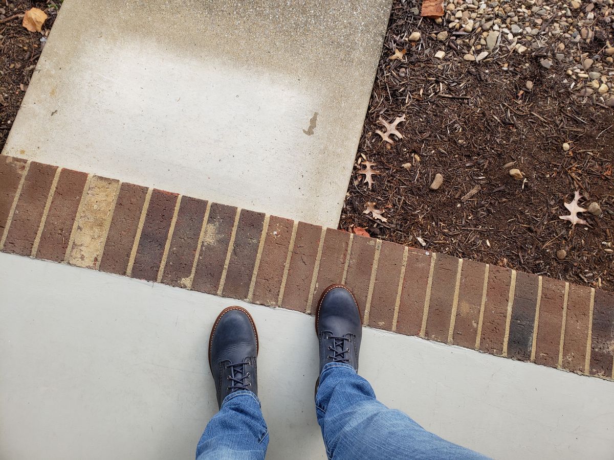 Photo by bootsforlife on November 15, 2024 of the Wolverine 1000 Mile Plain-Toe Boot in Horween Olive Tanned.