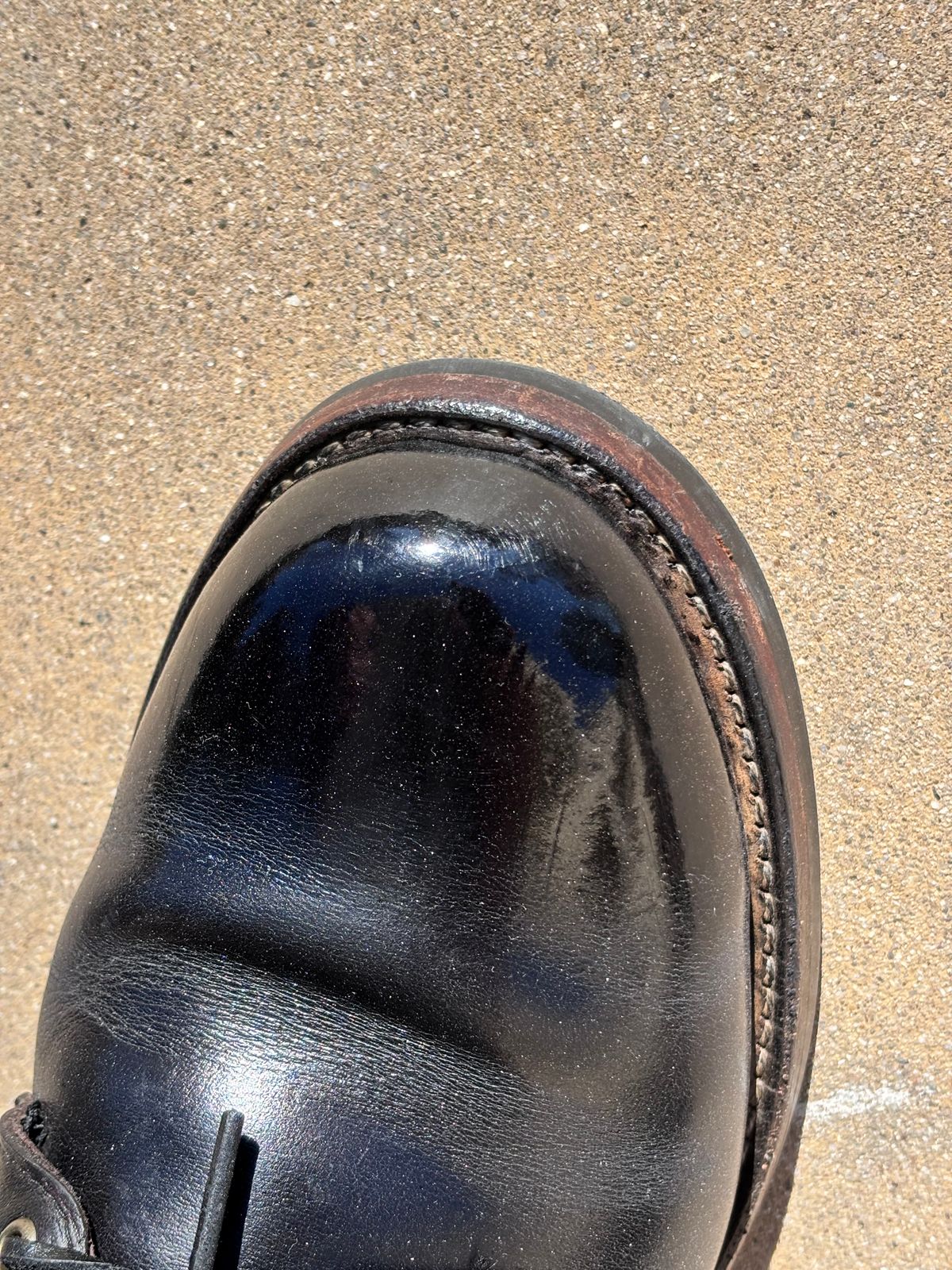 Photo by GodsRedeemed on January 9, 2025 of the All American Boot Mfg. Trench Boot in Horween Black Chromexcel.