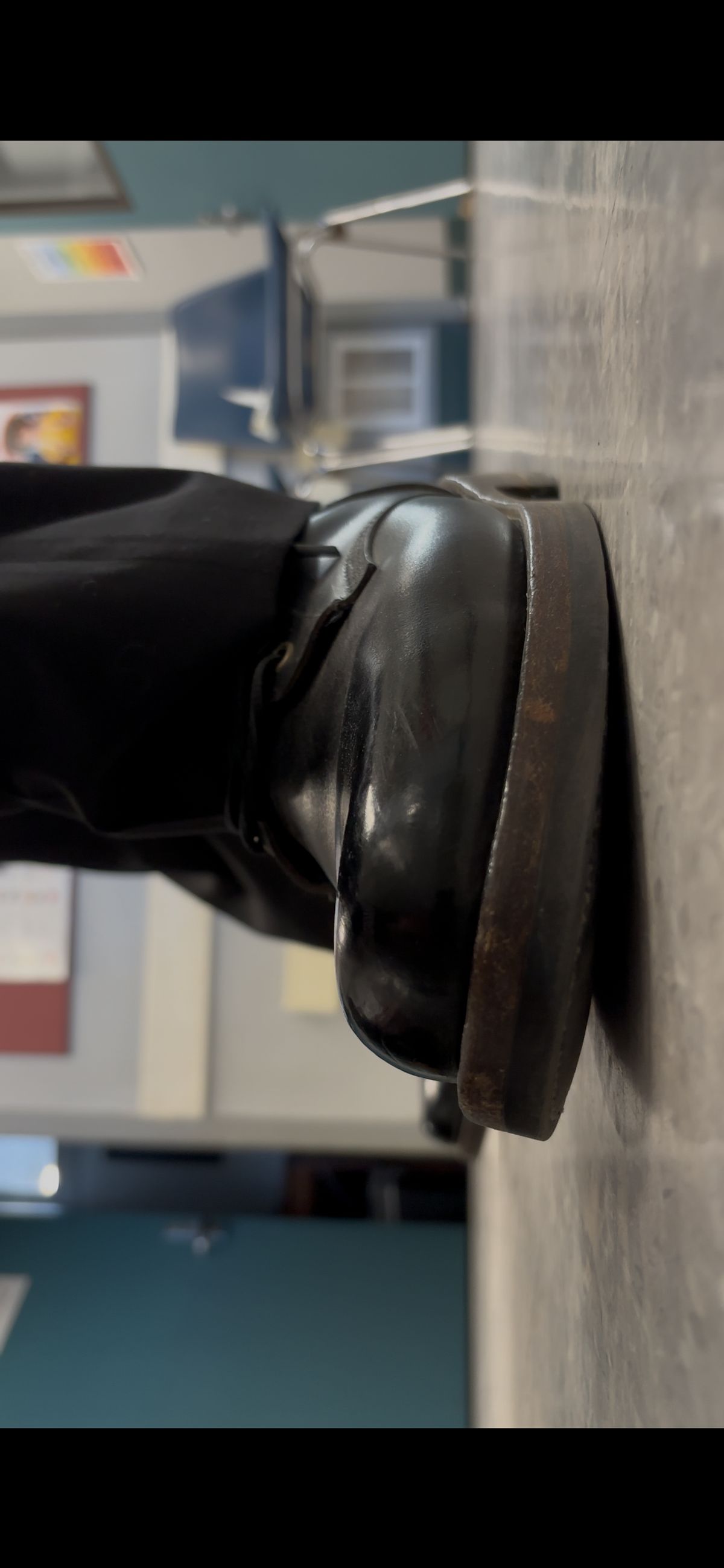 Photo by GodsRedeemed on January 16, 2025 of the All American Boot Mfg. Trench Boot in Horween Black Chromexcel.
