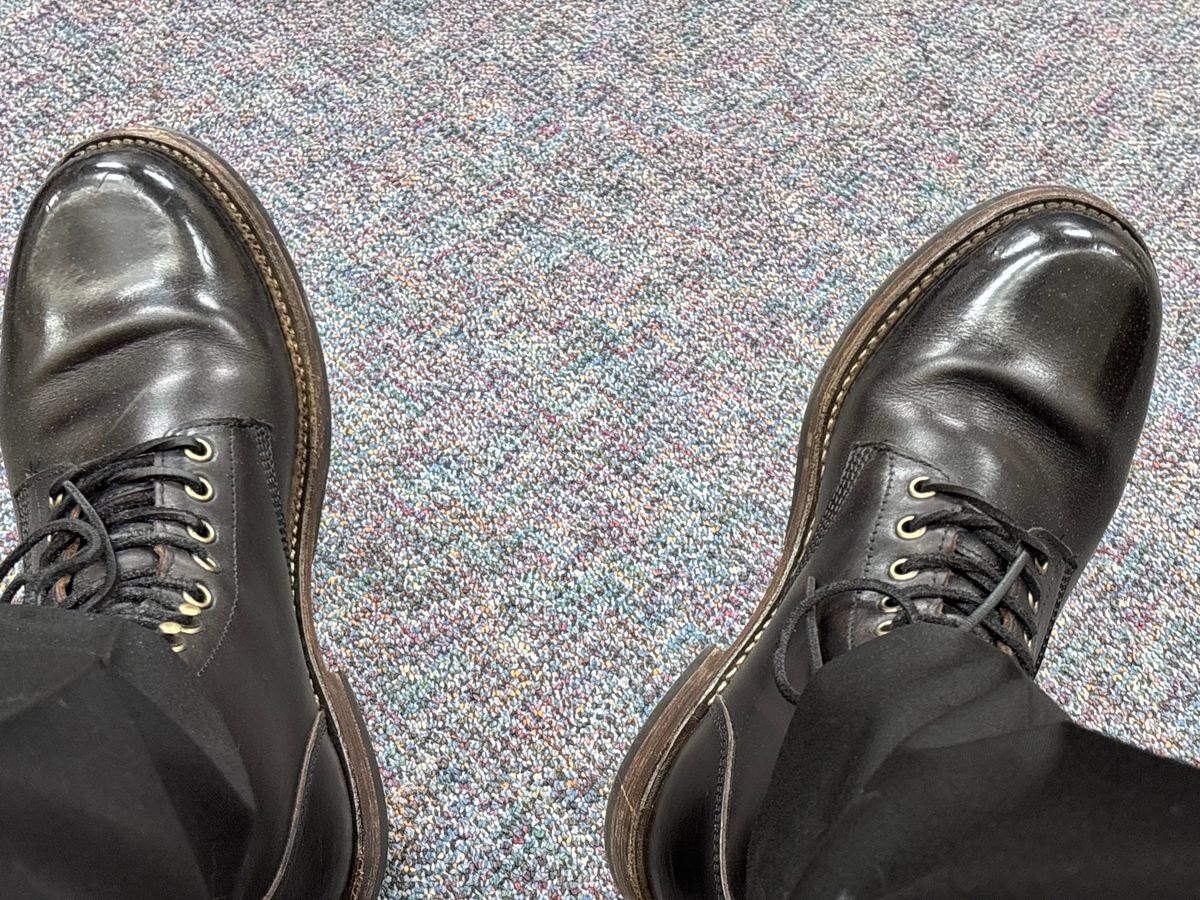 Photo by GodsRedeemed on January 29, 2025 of the All American Boot Mfg. Trench Boot in Horween Black Chromexcel.