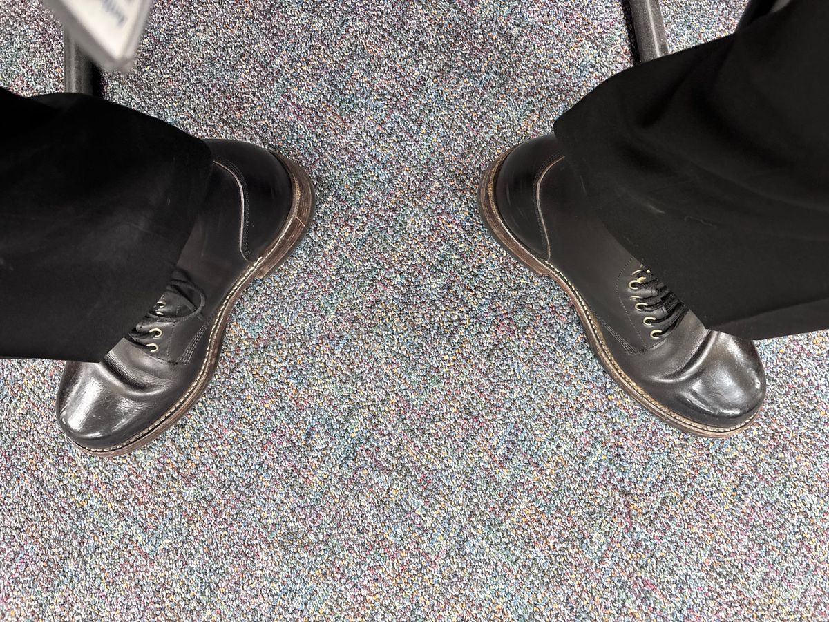 Photo by GodsRedeemed on January 29, 2025 of the All American Boot Mfg. Trench Boot in Horween Black Chromexcel.
