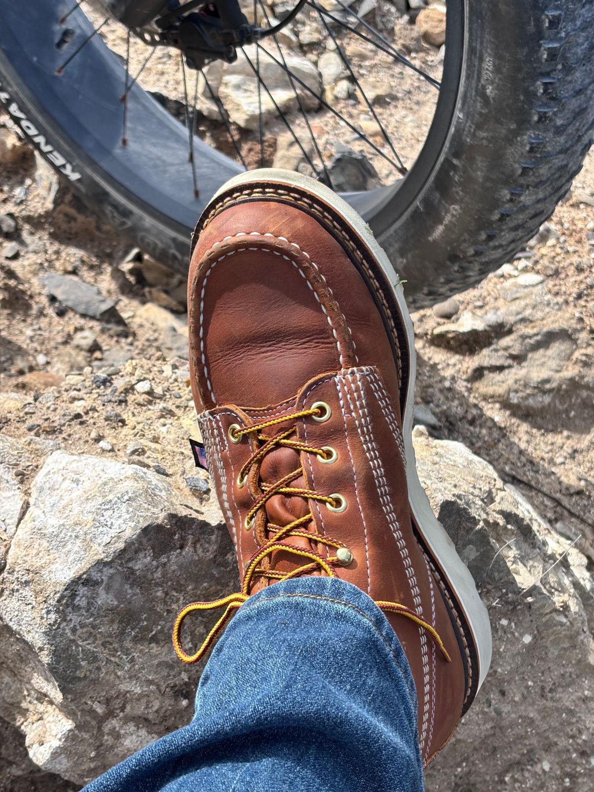 Photo by GodsRedeemed on March 16, 2025 of the Thorogood American Heritage 6" Moc Toe in Tobacco Gladiator Oil-Tanned.