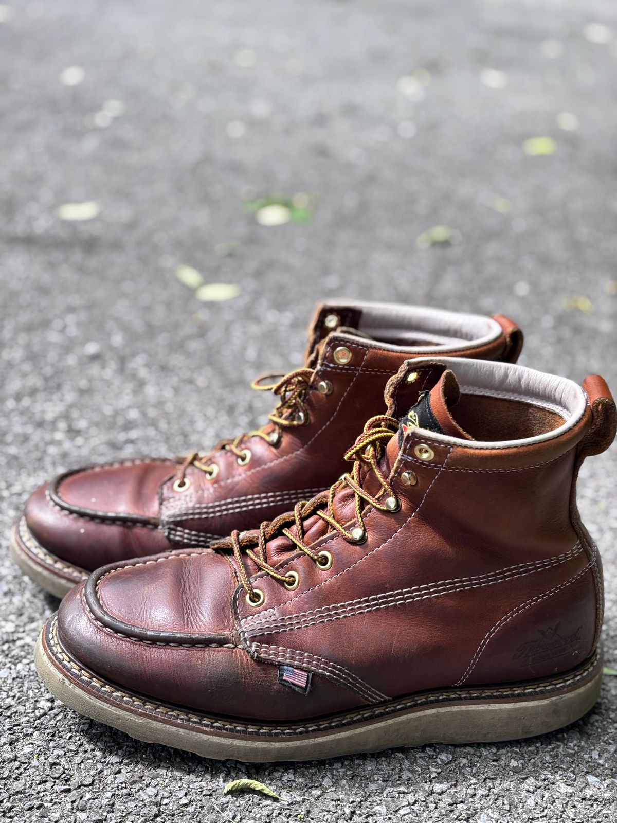Photo by GodsRedeemed on May 28, 2026 of the Thorogood American Heritage 6" Moc Toe in Tobacco Gladiator Oil-Tanned.