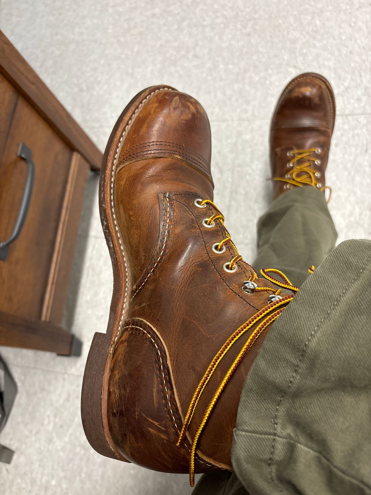 Photo by GodsRedeemed on June 12, 2024 of the Red Wing Iron Ranger in S.B. Foot Copper Rough and Tough.