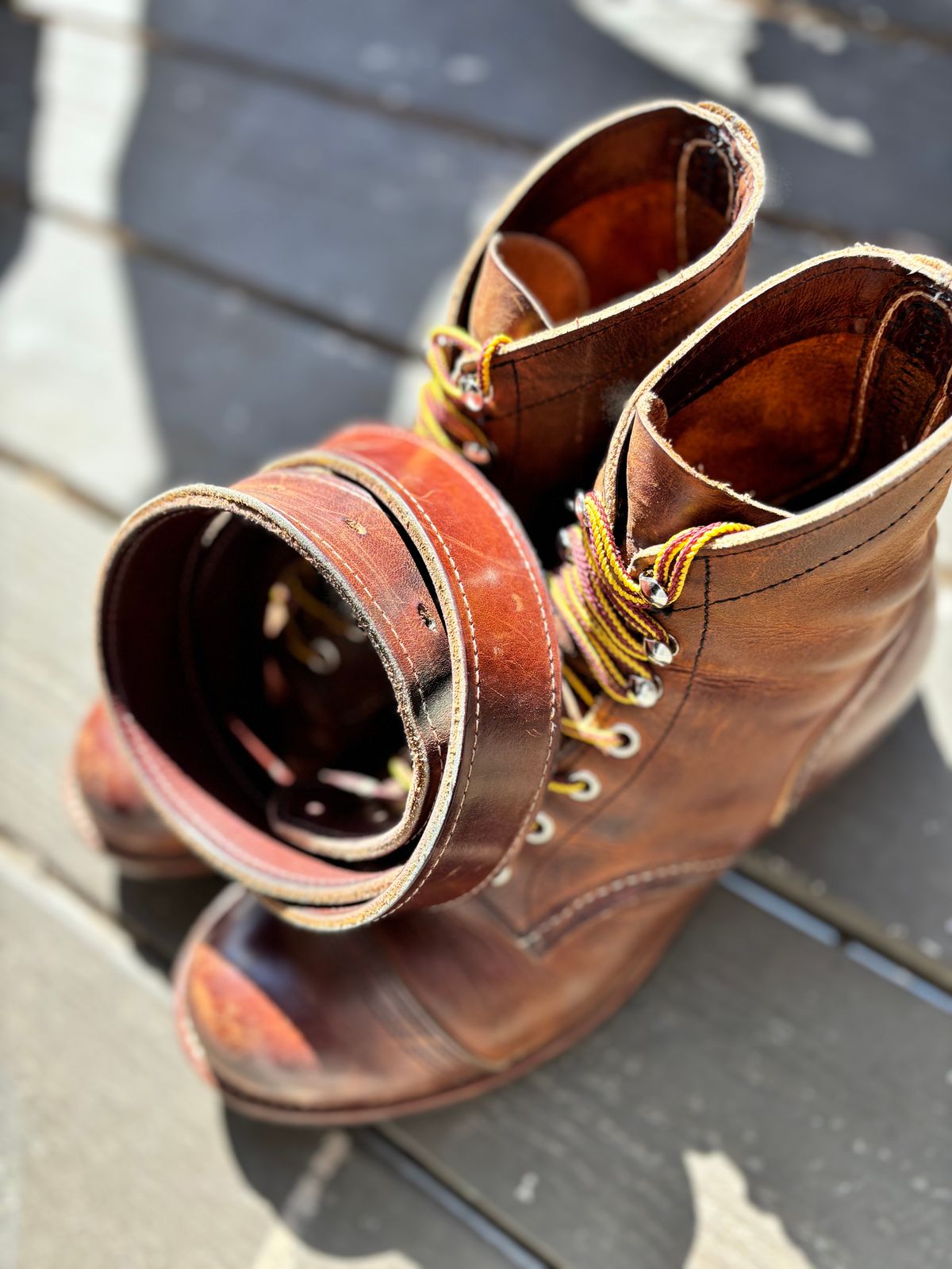 Photo by GodsRedeemed on June 21, 2024 of the Red Wing Iron Ranger in S.B. Foot Copper Rough and Tough.