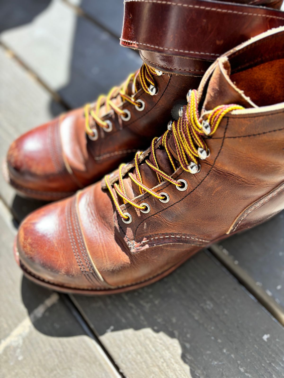 Photo by GodsRedeemed on June 21, 2024 of the Red Wing Iron Ranger in S.B. Foot Copper Rough and Tough.
