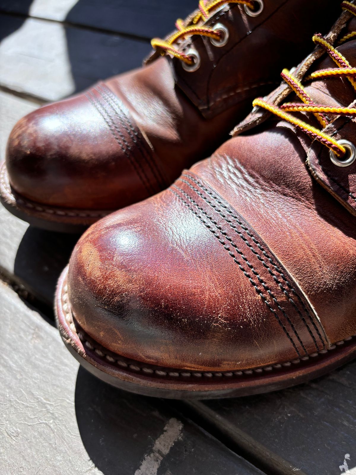 Photo by GodsRedeemed on June 21, 2024 of the Red Wing Iron Ranger in S.B. Foot Copper Rough and Tough.