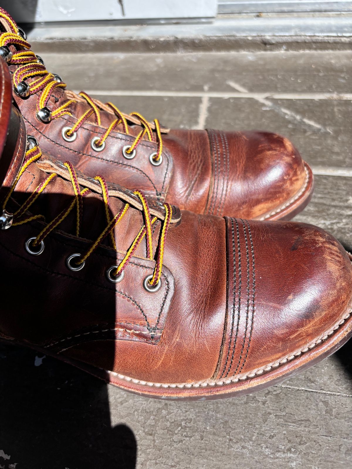 Photo by GodsRedeemed on June 21, 2024 of the Red Wing Iron Ranger in S.B. Foot Copper Rough and Tough.