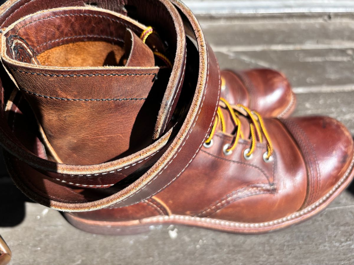 Photo by GodsRedeemed on June 21, 2024 of the Red Wing Iron Ranger in S.B. Foot Copper Rough and Tough.