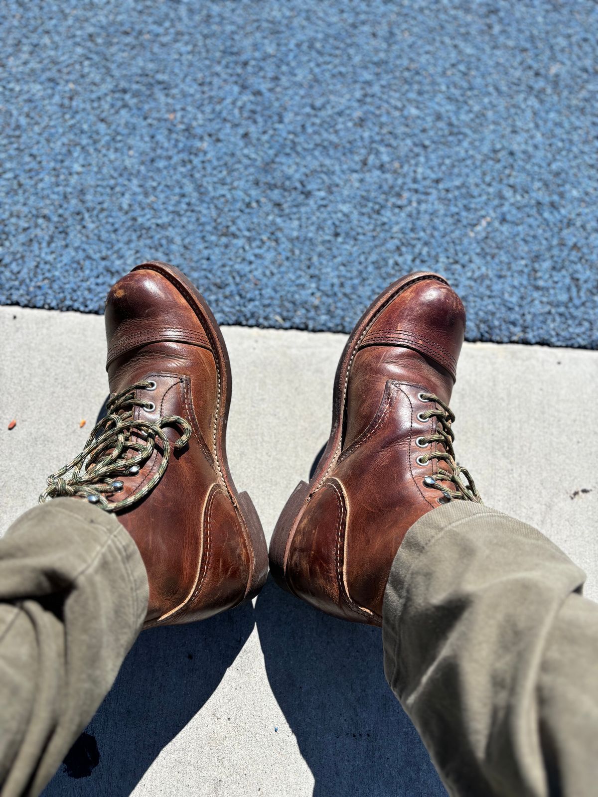 Photo by GodsRedeemed on July 31, 2024 of the Red Wing Iron Ranger in S.B. Foot Copper Rough and Tough.