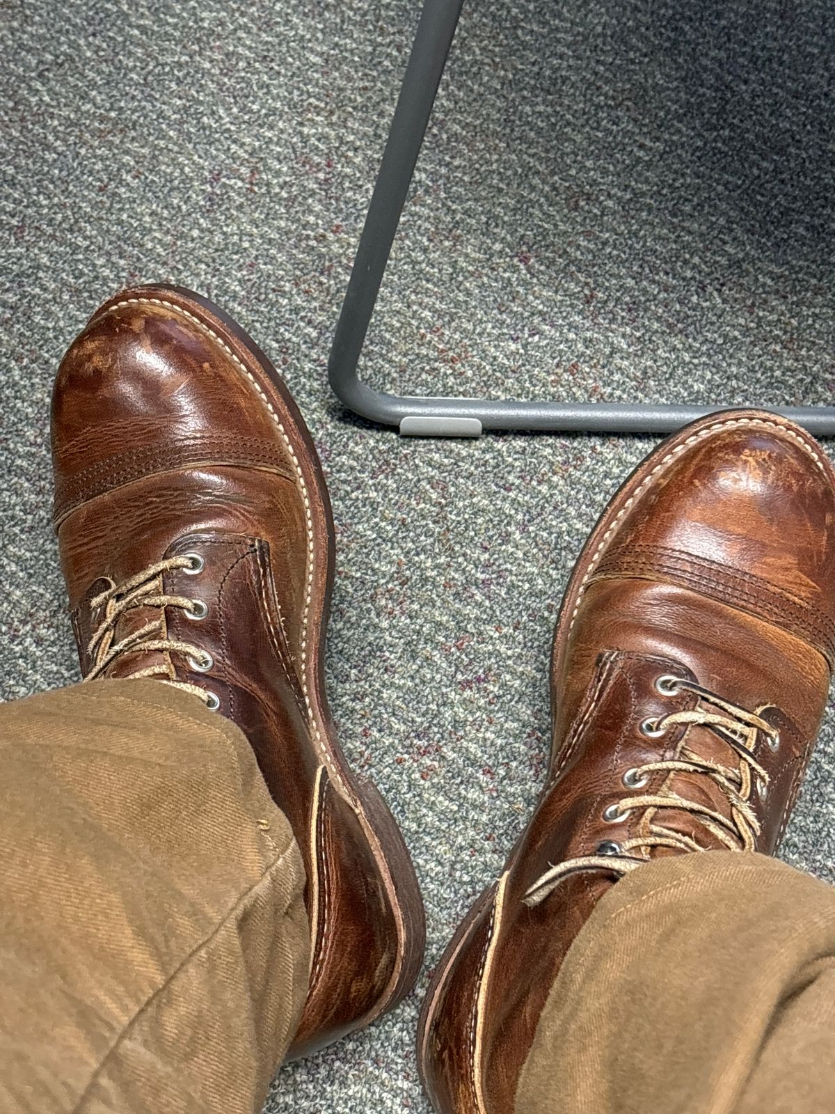 Photo by GodsRedeemed on October 16, 2024 of the Red Wing Iron Ranger in S.B. Foot Copper Rough and Tough.