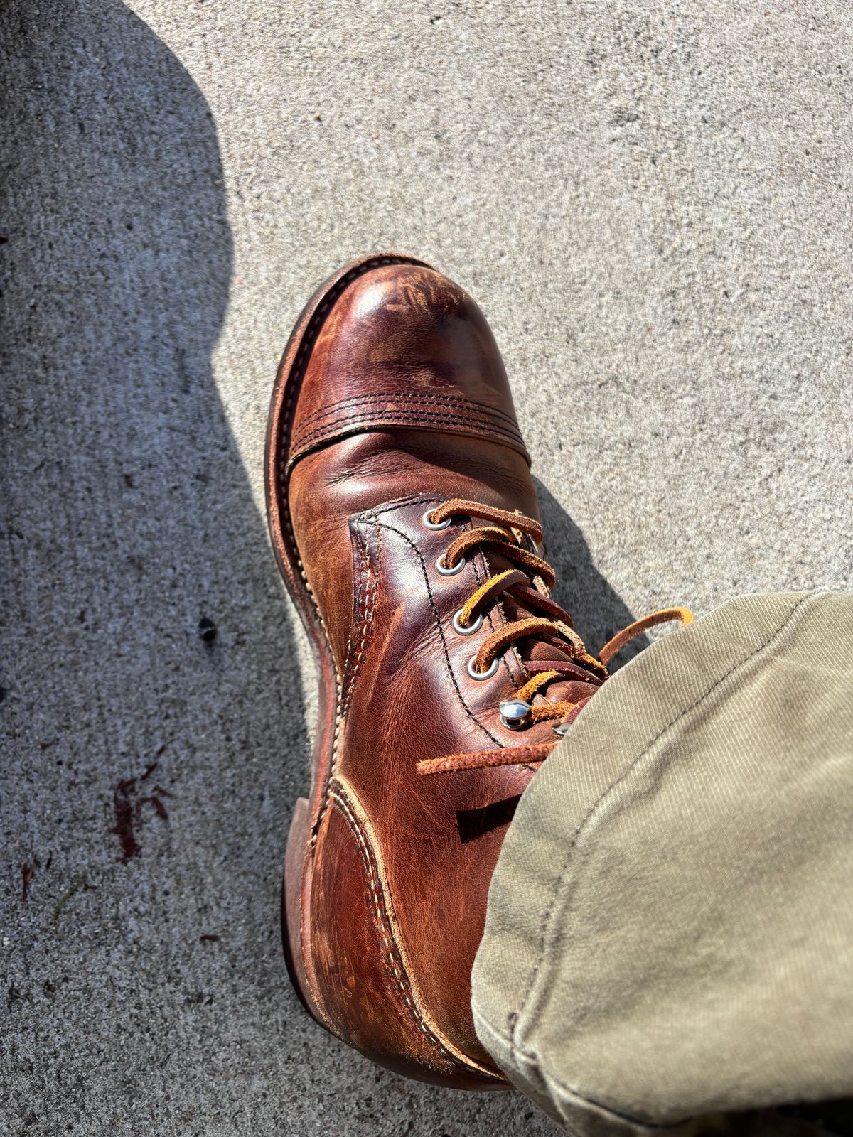 Photo by GodsRedeemed on October 31, 2024 of the Red Wing Iron Ranger in S.B. Foot Copper Rough and Tough.