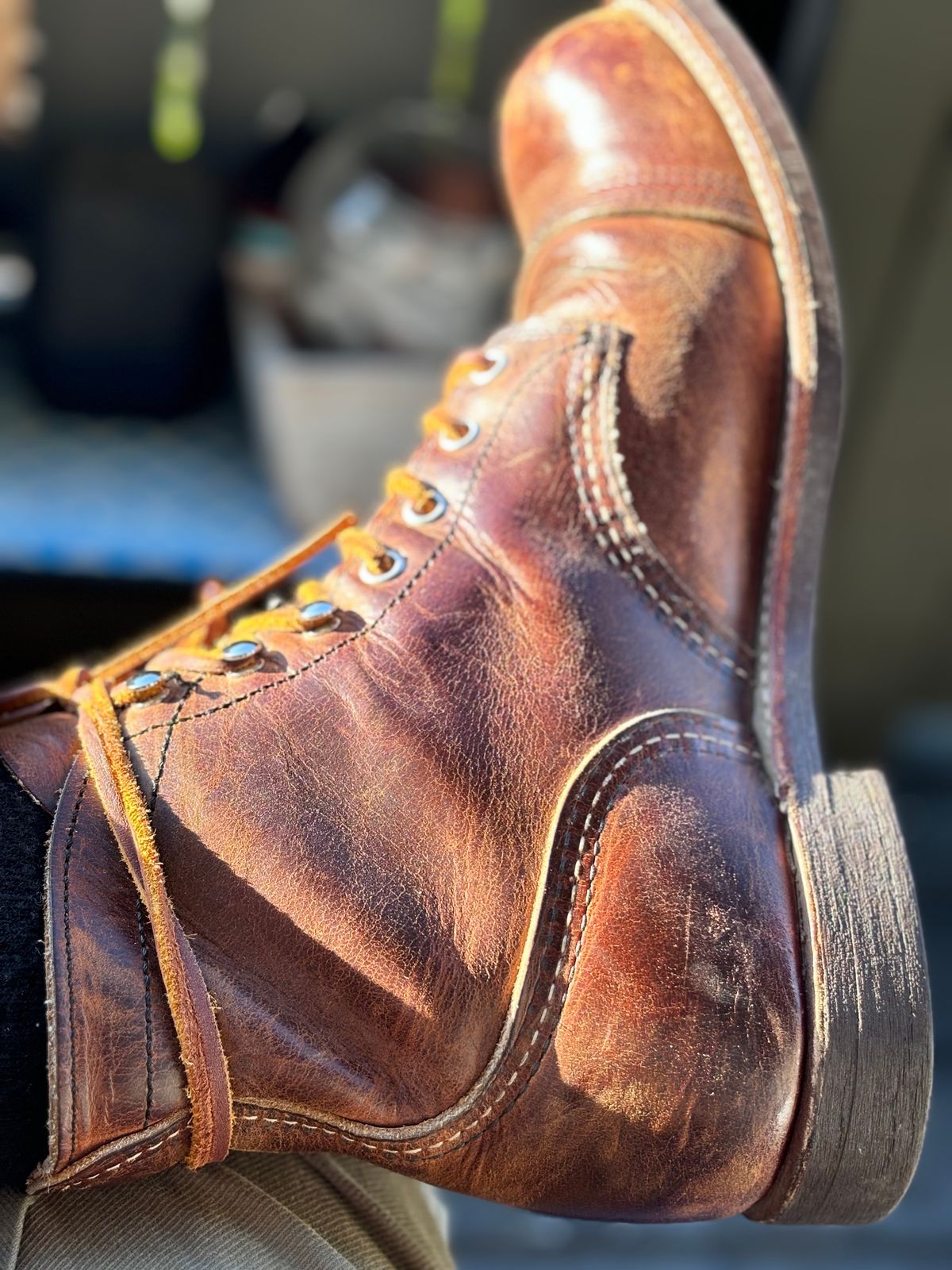 Photo by GodsRedeemed on November 1, 2024 of the Red Wing Iron Ranger in S.B. Foot Copper Rough and Tough.