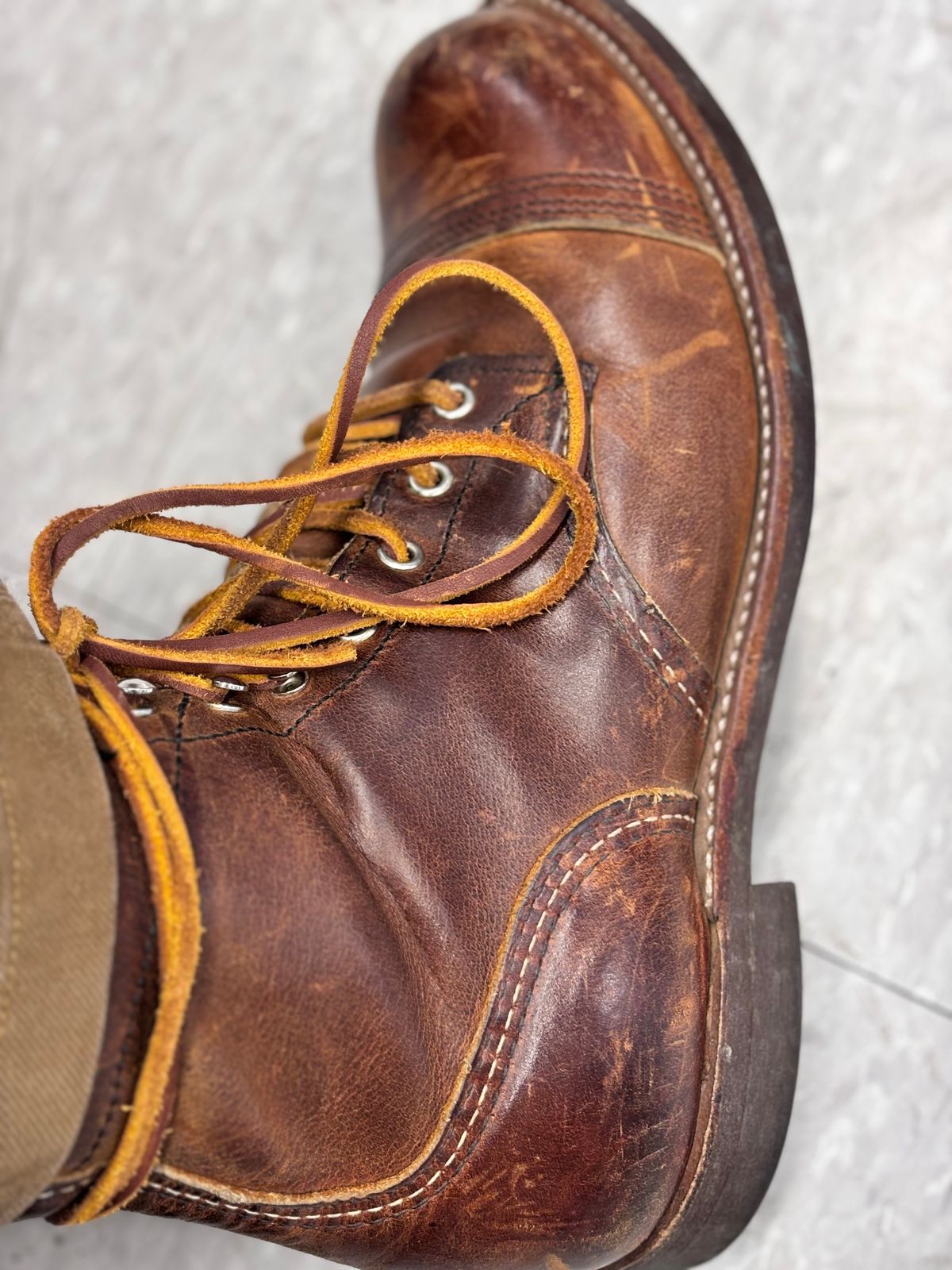 Photo by GodsRedeemed on November 14, 2024 of the Red Wing Iron Ranger in S.B. Foot Copper Rough and Tough.