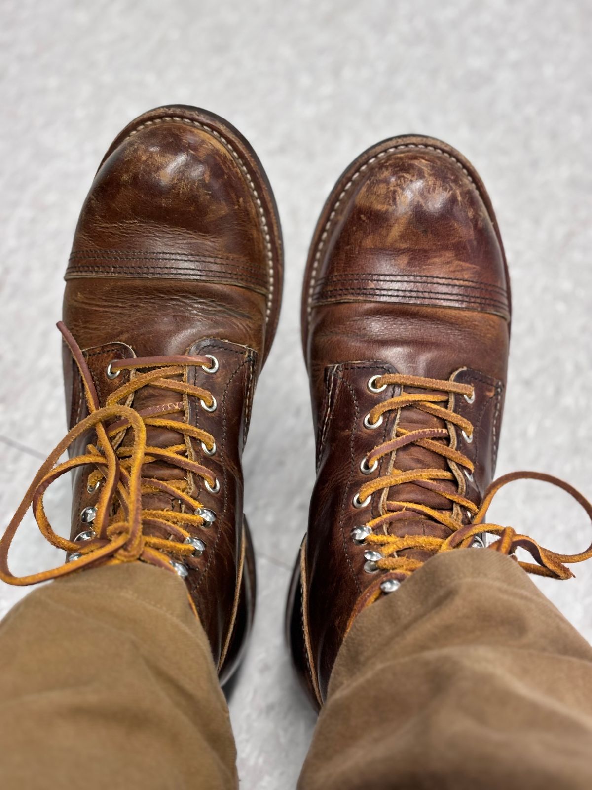 Photo by GodsRedeemed on November 14, 2024 of the Red Wing Iron Ranger in S.B. Foot Copper Rough and Tough.