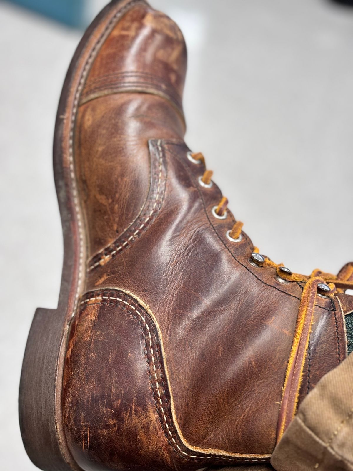 Photo by GodsRedeemed on November 14, 2024 of the Red Wing Iron Ranger in S.B. Foot Copper Rough and Tough.