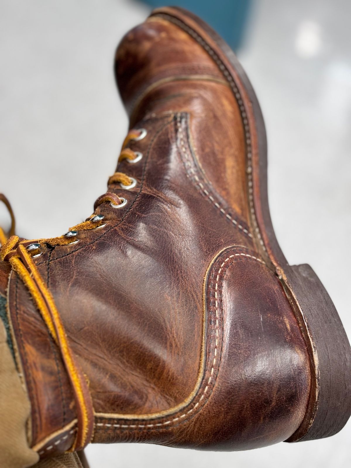 Photo by GodsRedeemed on November 14, 2024 of the Red Wing Iron Ranger in S.B. Foot Copper Rough and Tough.