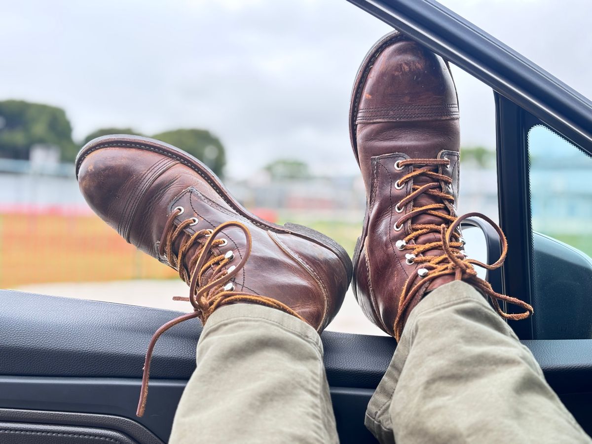 Photo by GodsRedeemed on April 23, 2025 of the Red Wing Iron Ranger in S.B. Foot Copper Rough and Tough.