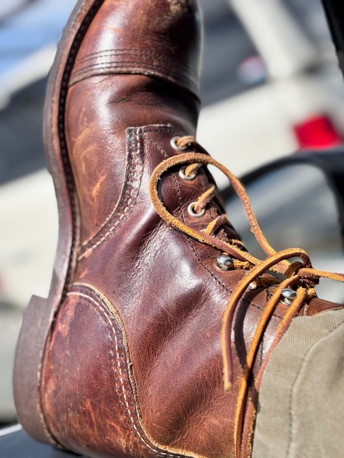 Photo by GodsRedeemed on October 13, 2025 of the Red Wing Iron Ranger in S.B. Foot Copper Rough and Tough.