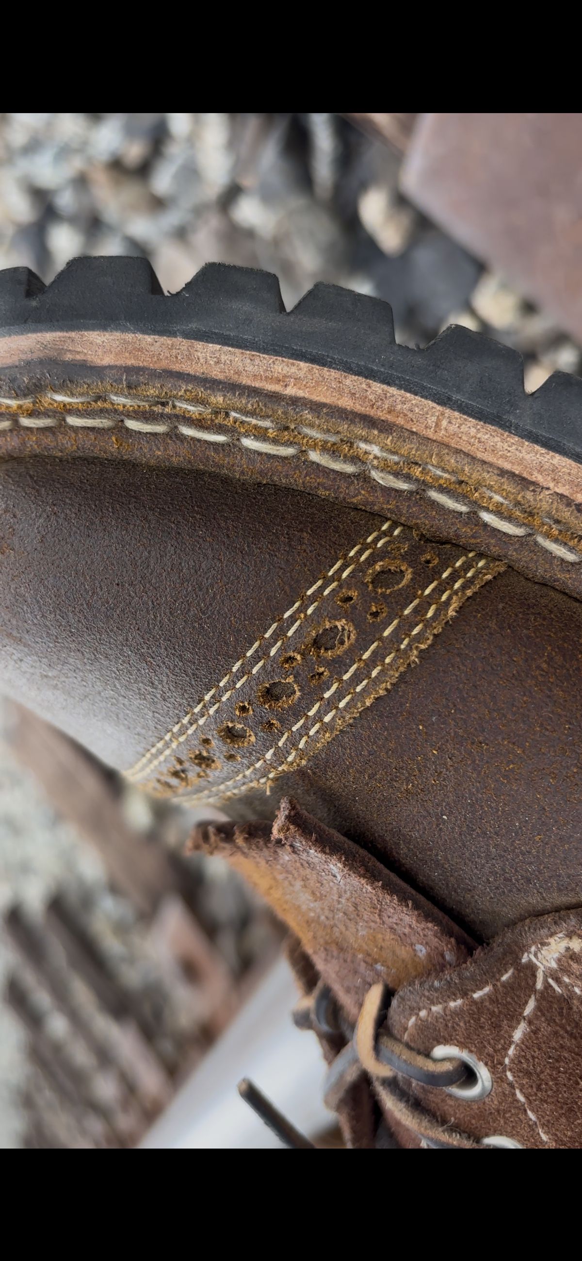 Photo by GodsRedeemed on January 30, 2025 of the Baker’s Custom White’s Bounty Hunters Bounty Hunters in Horween Cinnamon Waxed Flesh & Seidel Brown Oil Tan Roughout & Horween Olive Waxed Flesh.