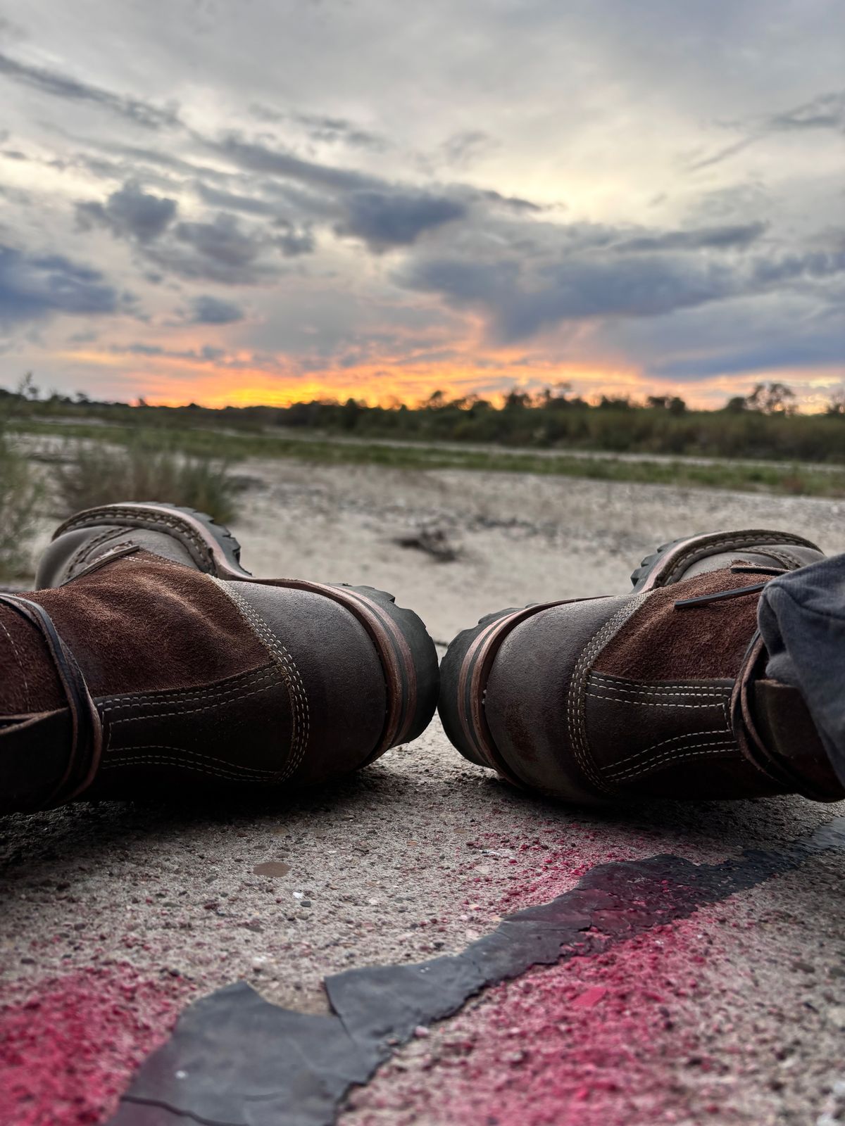Photo by GodsRedeemed on December 1, 2024 of the Baker’s Custom White’s Bounty Hunters Bounty Hunters in Horween Cinnamon Waxed Flesh & Seidel Brown Oil Tan Roughout & Horween Olive Waxed Flesh.
