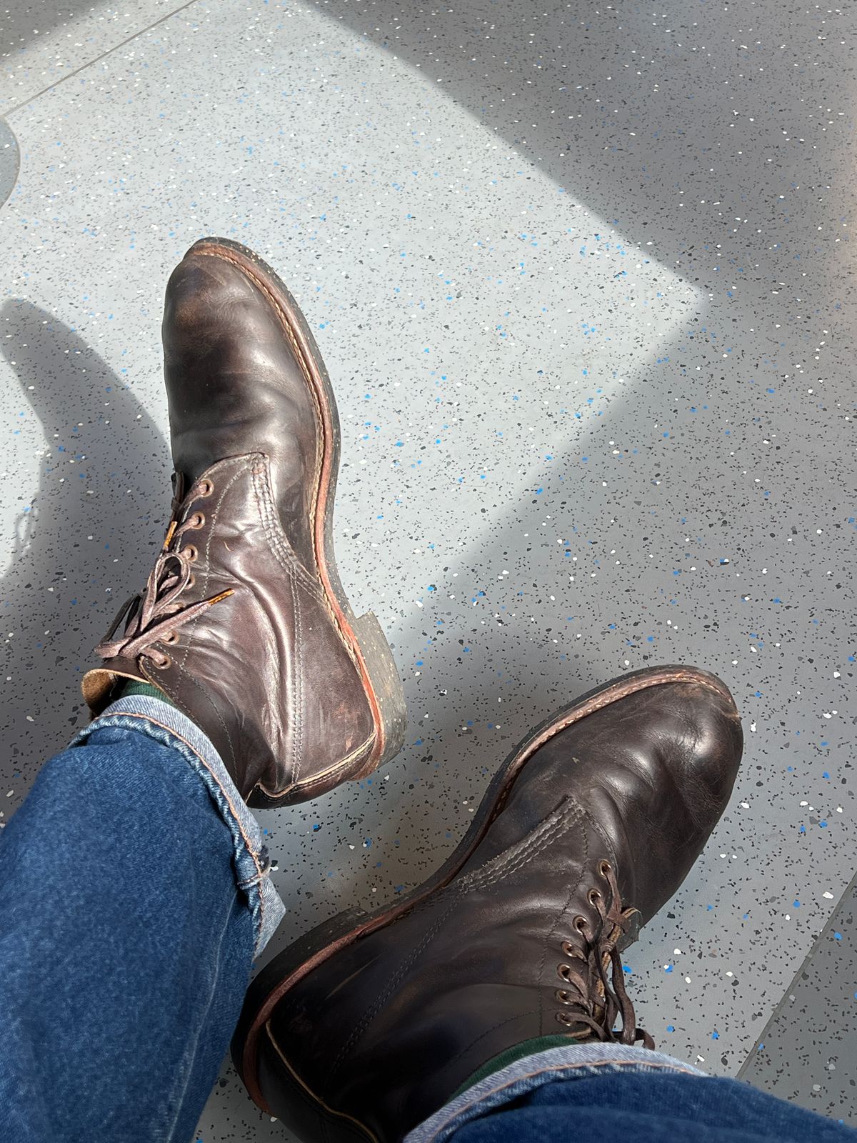 Photo by brunizam on July 10, 2025 of the Red Wing Merchant in S.B. Foot Ebony Harness.