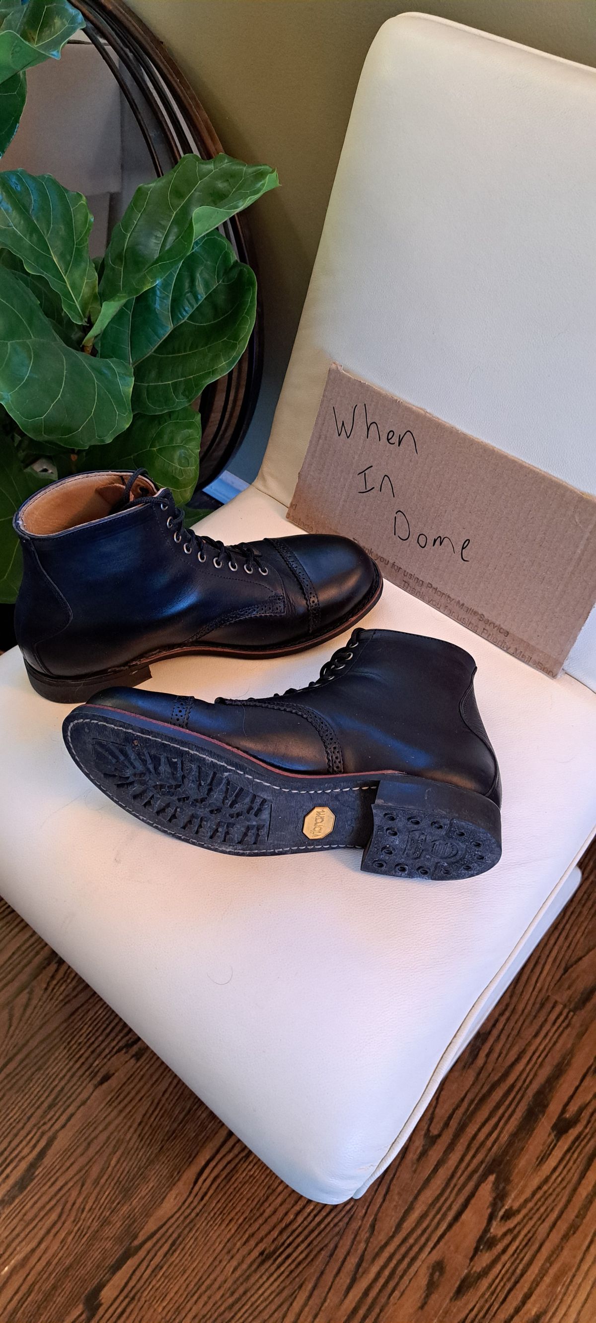 Photo by Roflround on November 3, 2024 of the Canada West Boots Canada West Boots / WM. Moorby 2821 in Horween Black Chromexcel.