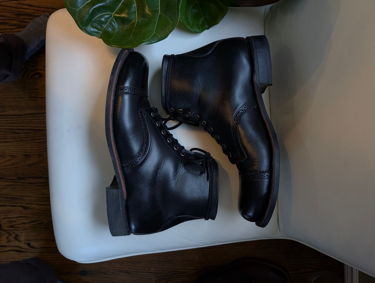 Photo by Roflround on February 5, 2025 of the Canada West Boots Canada West Boots / WM. Moorby 2821 in Horween Black Chromexcel.