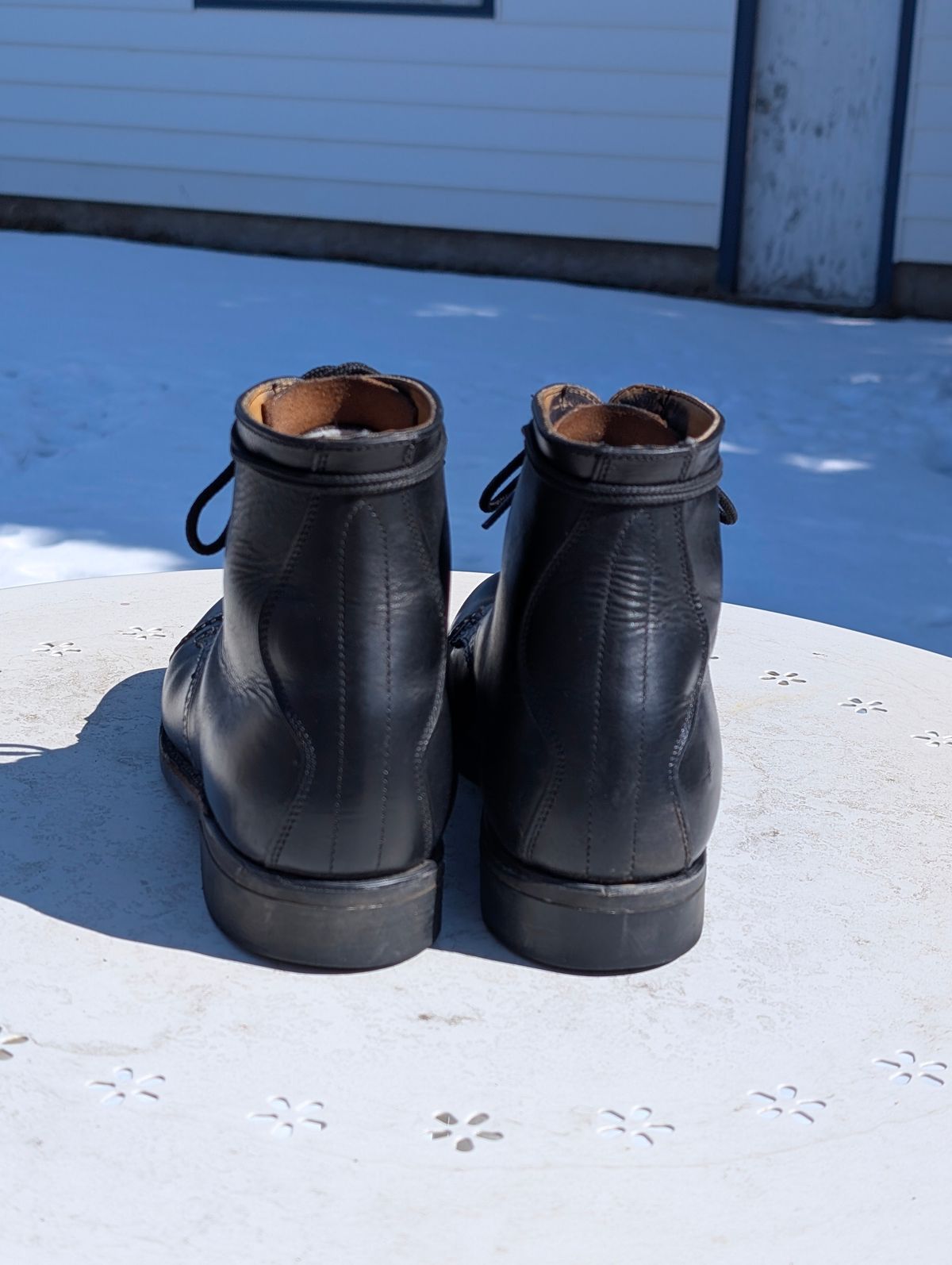 Photo by Roflround on April 3, 2025 of the Canada West Boots Canada West Boots / WM. Moorby 2821 in Horween Black Chromexcel.