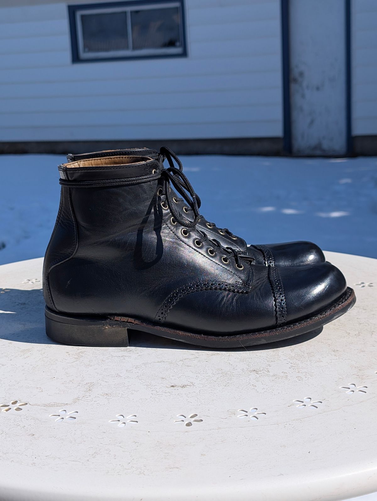 Photo by Roflround on April 3, 2025 of the Canada West Boots Canada West Boots / WM. Moorby 2821 in Horween Black Chromexcel.